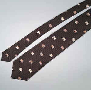 Jim Thompson Thai Silk Elephant Tie Brown Vintage 3.5" Classic Designer Necktie